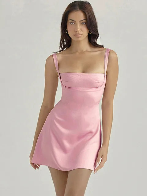 Satin Mini Casual Dress Spaghetti Strap