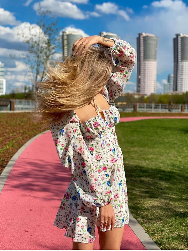 Long Sleeve Floral Print Dress