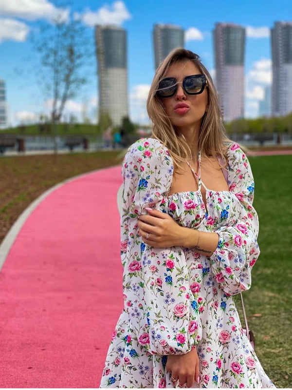 Long Sleeve Floral Print Dress