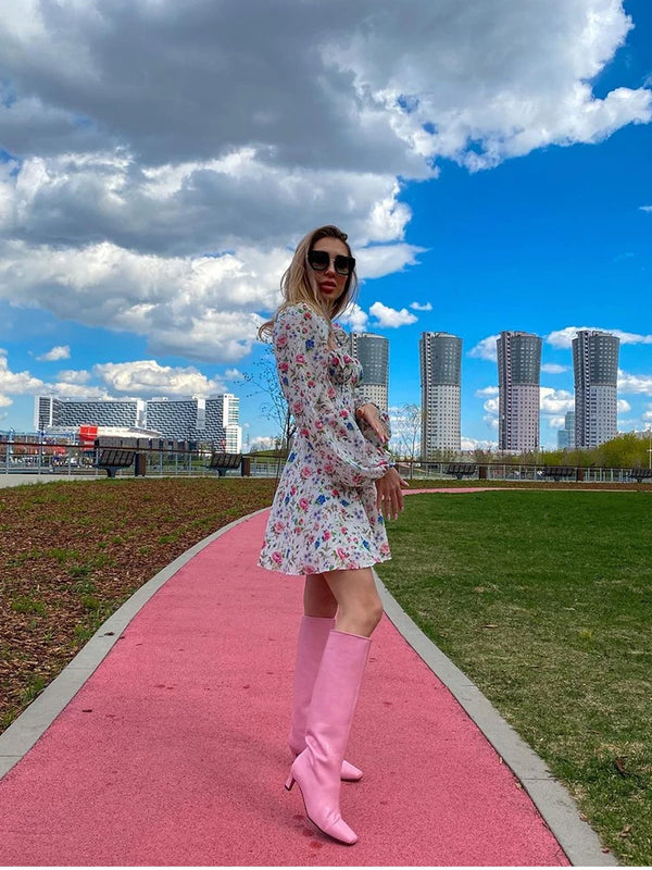 Long Sleeve Floral Print Dress