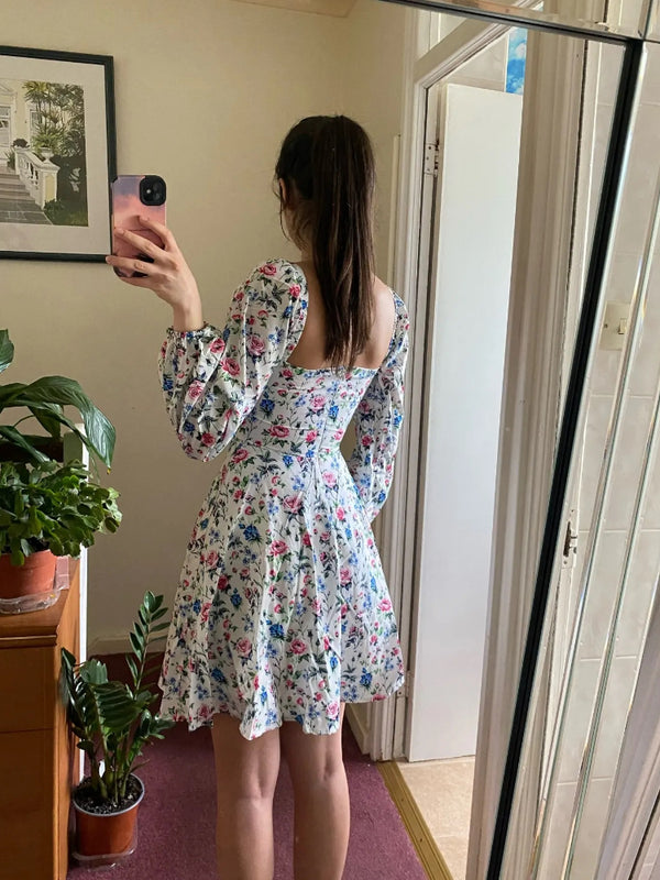 Long Sleeve Floral Print Dress