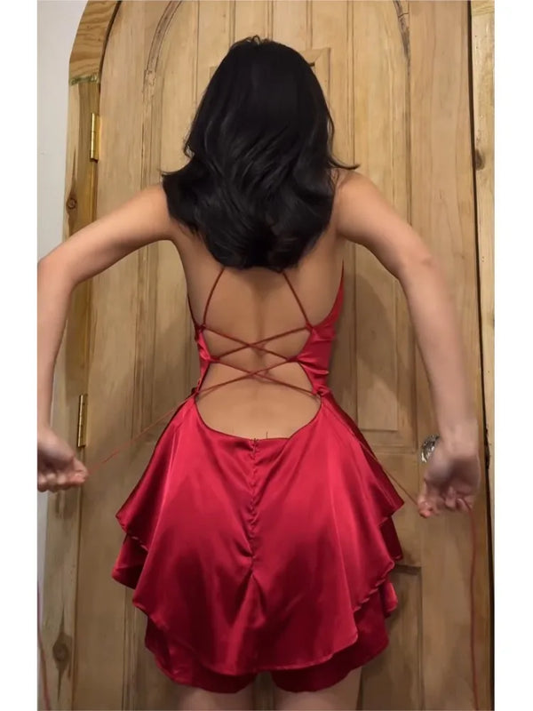Sexy Backless Bandage Red Dress
